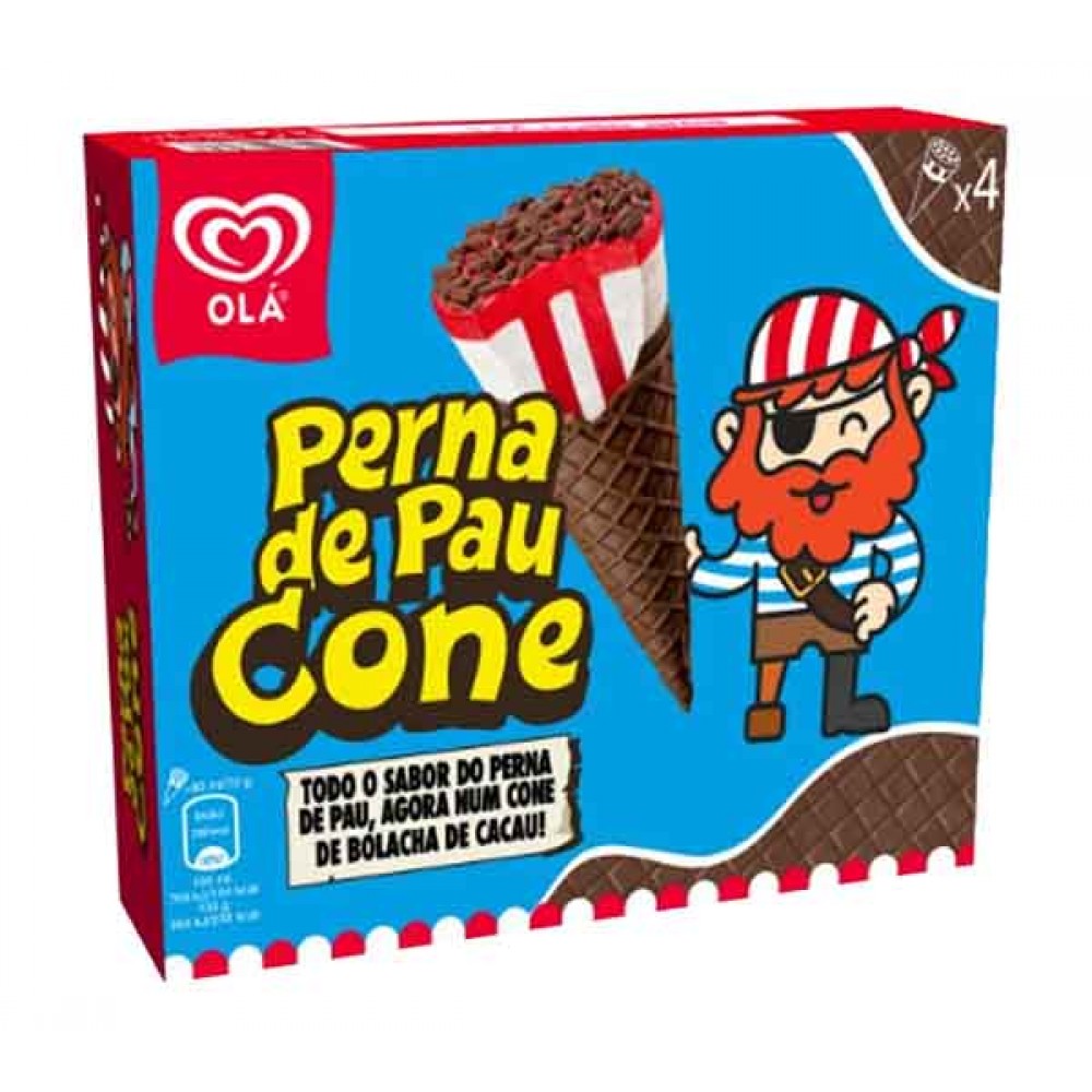 OLÁ PERNA DE PAU Cone 90 Ml Pack 4 Uni Cx. 6 Packs