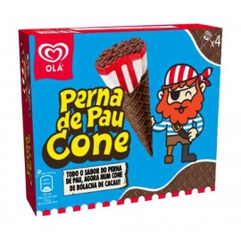 OLÁ PERNA DE PAU Cone 90 Ml Pack 4 Uni Cx. 6 Packs