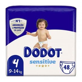 DODOT Sensitive Fraldas Tamanho 4 - 9 a 14 Kg Pack 48 Uni  Cx. 2