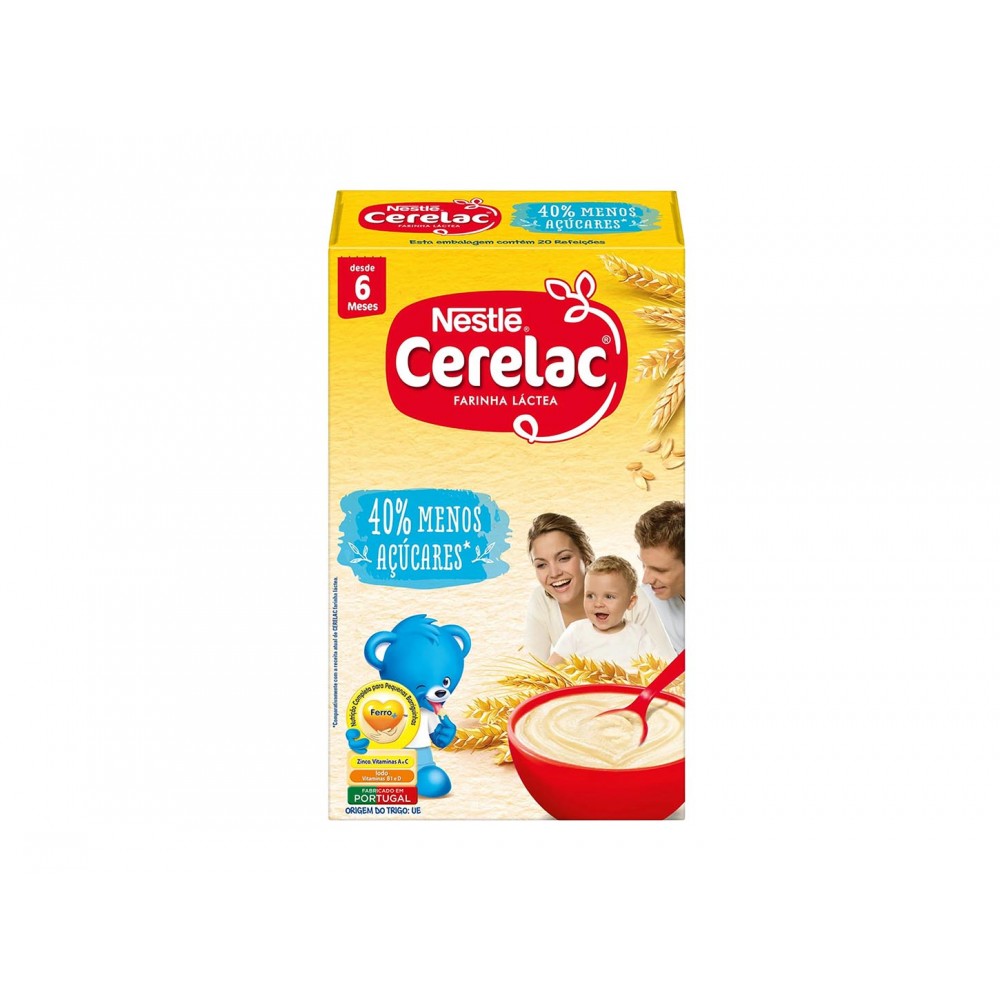 NESTLÉ Cerelac Farinha Láctea 900Grs -40% Açucares (2x450) Cx. 8
