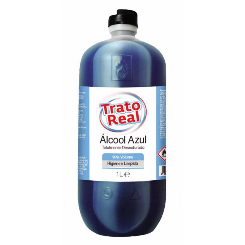 TRATO REAL Álcool Azul Totalmente Desnaturado 90% 1 Lt Cx. 12