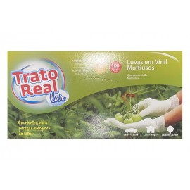 TRATO REAL Luvas em Vinil Multiusos Tamanho M 100UNI Cx. 10
