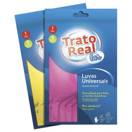 TRATO REAL Luvas Universais Amarelo 1 Par Tamanho S Pack 12 Cx. 144