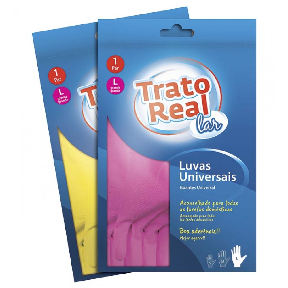 TRATO REAL Luvas Universais Amarelo 1 Par Tamanho L Pack 12 Cx. 144