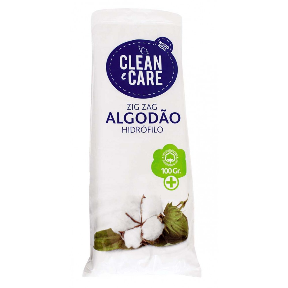 CLEAN CARE Algodão Hidrófilo Zig-Zag 100Grs Pack 10 Cx. 80 CLEAN CARE Algodão Hidrófilo Zig-Zag 100Grs Pack 10 Cx. 80