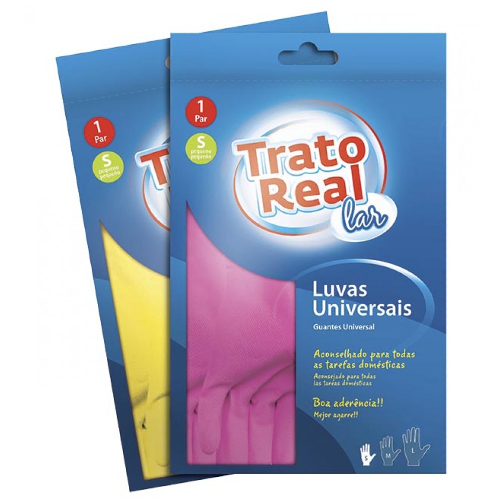 TRATO REAL Luvas Universais Rosa 1 Par Tamanho S Pack 12 Cx. 144