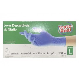 TRATO REAL Luvas Descartáveis de Nitrilo Tamanho L 100UNI Cx. 10