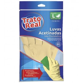 TRATO REAL Luvas Acetinadas 100% Latex 1 Par Tamanho L Pack 12 Cx. 144