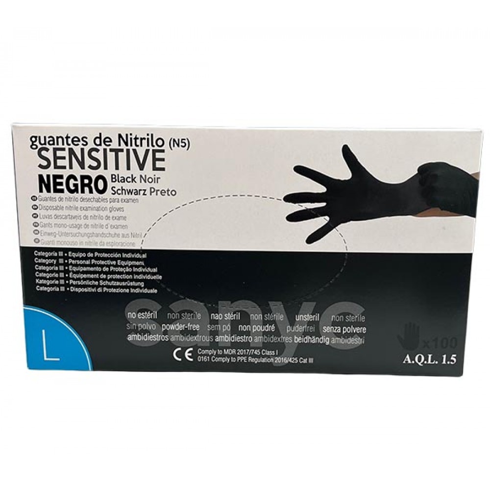 SANYC Sensitive Luva Nitrilo Preto Tamanho L Cx. 10