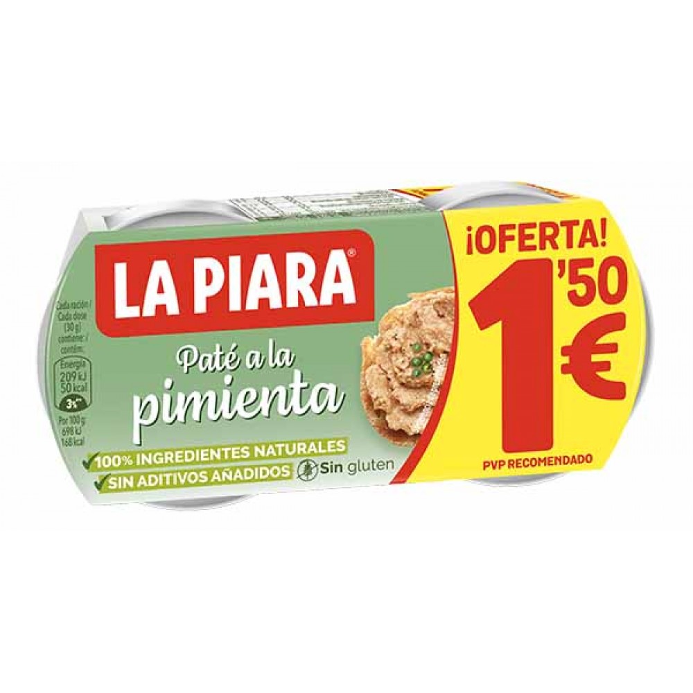 LA PIARA Paté de Porco C/Pimenta Verde 2 x 75 Grs Cx. 12