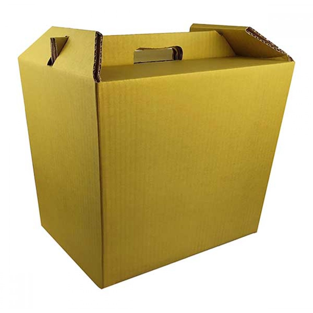 Caixa Cartao Cabaz 33x25x37cm Ouro / Branco