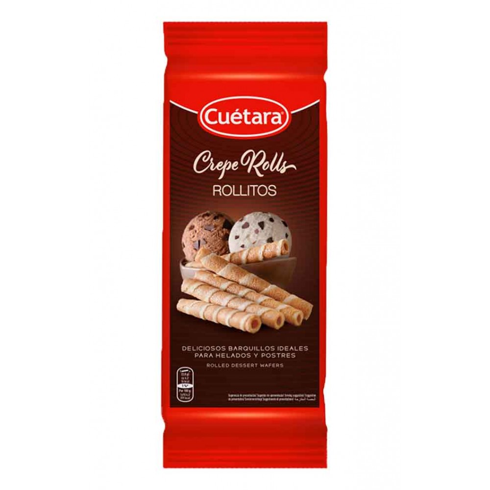CUÉTARA Crepe Rolls C/Recheio de Creme C/Chocolate 225Grs Cx. 12