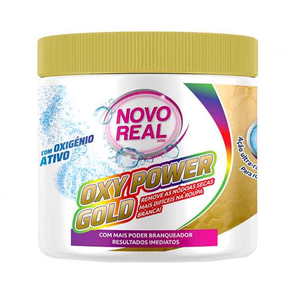 NOVO REAL Pó Tira Nódoas OxyPower Gold Roupa Branca 950 Grs Cx. 6