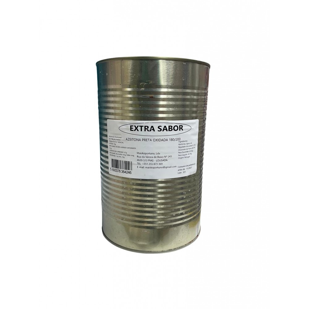 EXTRASABOR Azeitona Preta Oxidada 180/200 Abertura Fácil 2,5kg Cx.4