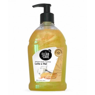 CLEAN CARE Sabonete Líquido C/ Doseador Leite e Mel 500ml Cx. 6
