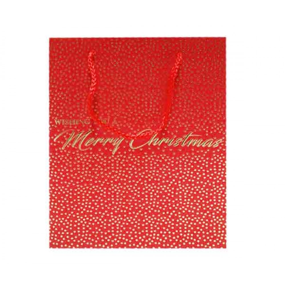 Saco Presente Papel SS Merry Christmas Vermelho 32x26x10 Cm Pack 12 Cx. 144 (12 Packs)