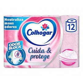 COLHOGAR Papel Higiênico Protect Rosa 12R Pack 3