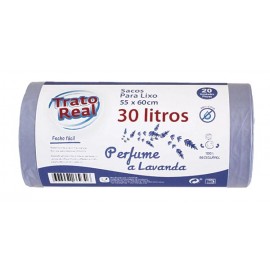 TRATO REAL Sacos de Lixo Fecho Fácil Lavanda 30L 55x60Cm 20uni Cx.24
