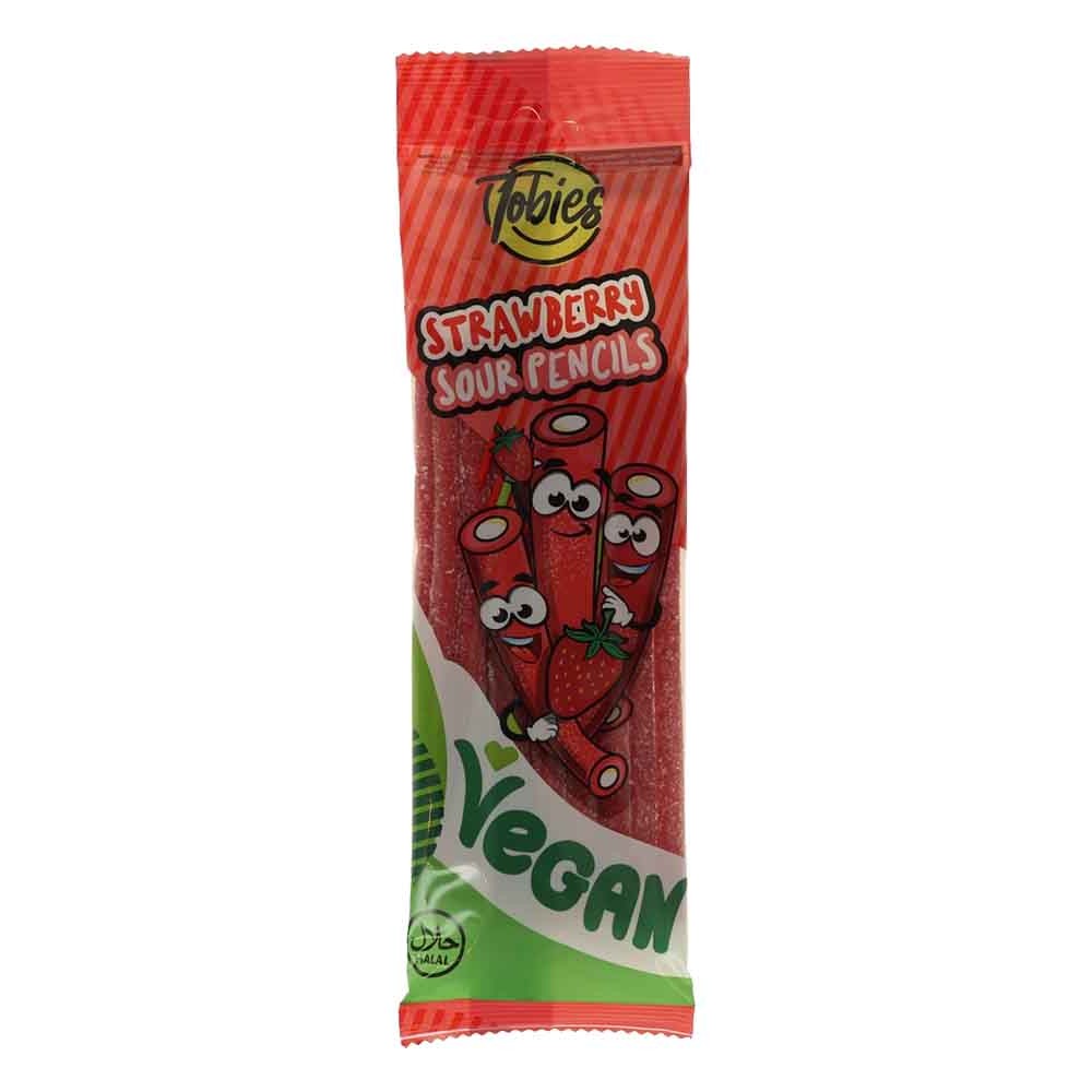 TOBIES Gomas Lápis Sour Morango Vegan 180 Grs Cx. 24
