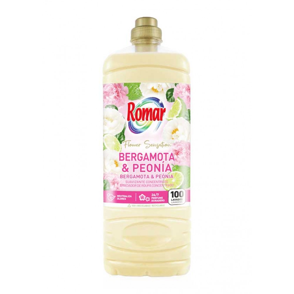 ROMAR Amaciador Concentrado Flower Sensation Bergamota & Peónia 100 Lavagens 2 Lts Cx. 6