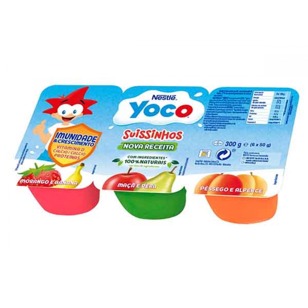 NESTLE Yoco Iogurte Suissinhos Pêssego e Alperce  / Maça e Pêra / Morango e Banana 6x50Grs Cx. 6