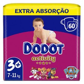 DODOT Activity Fraldas Tamanho 3+ 7-11kg Pack 60un