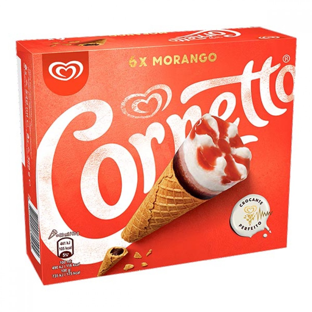 OLÁ CORNETTO Morango 90 Ml Pack 6 Uni Cx. 6 Packs