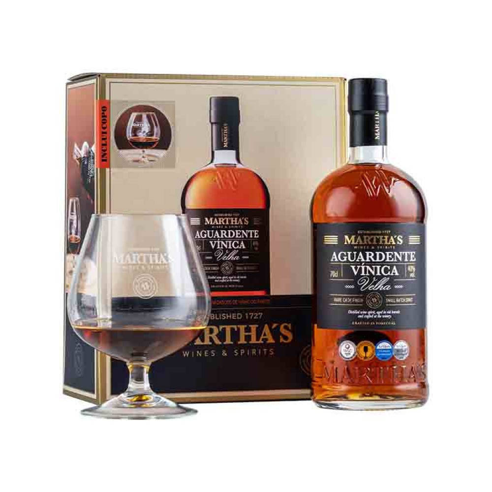 MARTHA´S Aguardente Vínica Velha C/Copo 700Ml Cx. 6