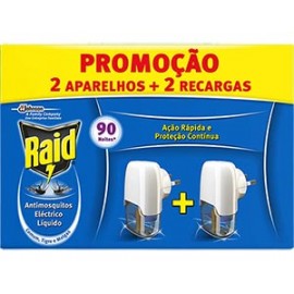 RAID Anti-Mosquitos Elétrico Líquido + Recarga 2x45 Noites Cx. 12