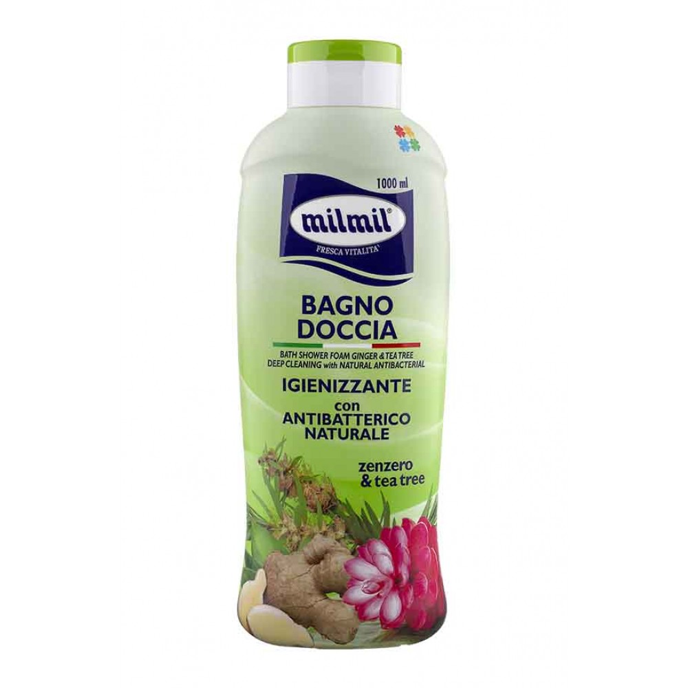 MILMIL Gel de Banho Gengibre e Tea Tree C/Antibacteriano Natural 1000 Ml Cx. 12