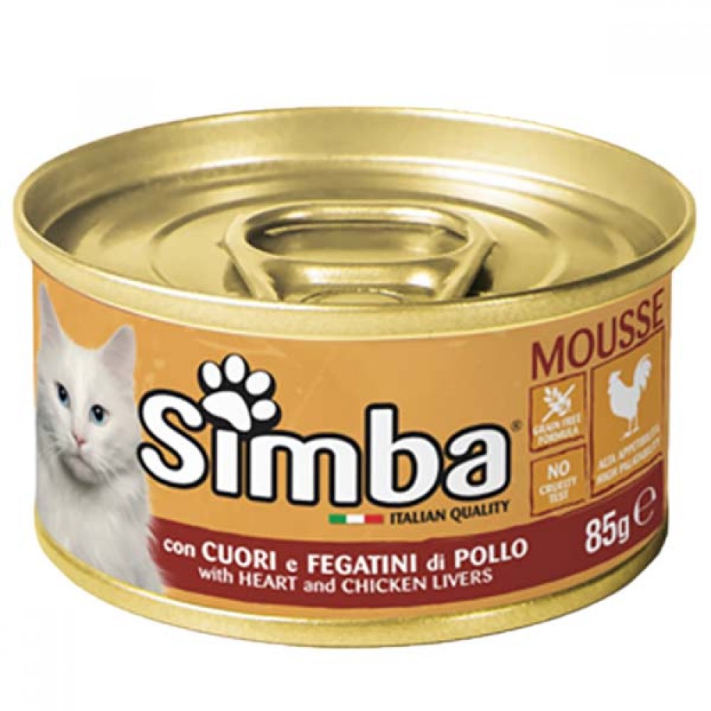 SIMBA Gato Mousse Com Miúdos De Frango (Coração e Fígado) 85Grs Cx. 24