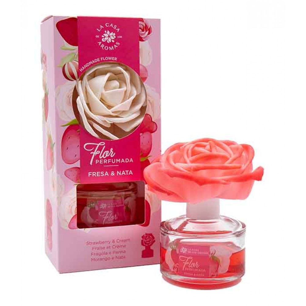 LA CASA DE LOS AROMAS Ambientador Flor Perfumada Morango e Nata 65ml Cx. 9