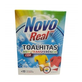 NOVO REAL Toalhitas Anti-Transferência De Cor 15+2 Pack.6 Cx.24